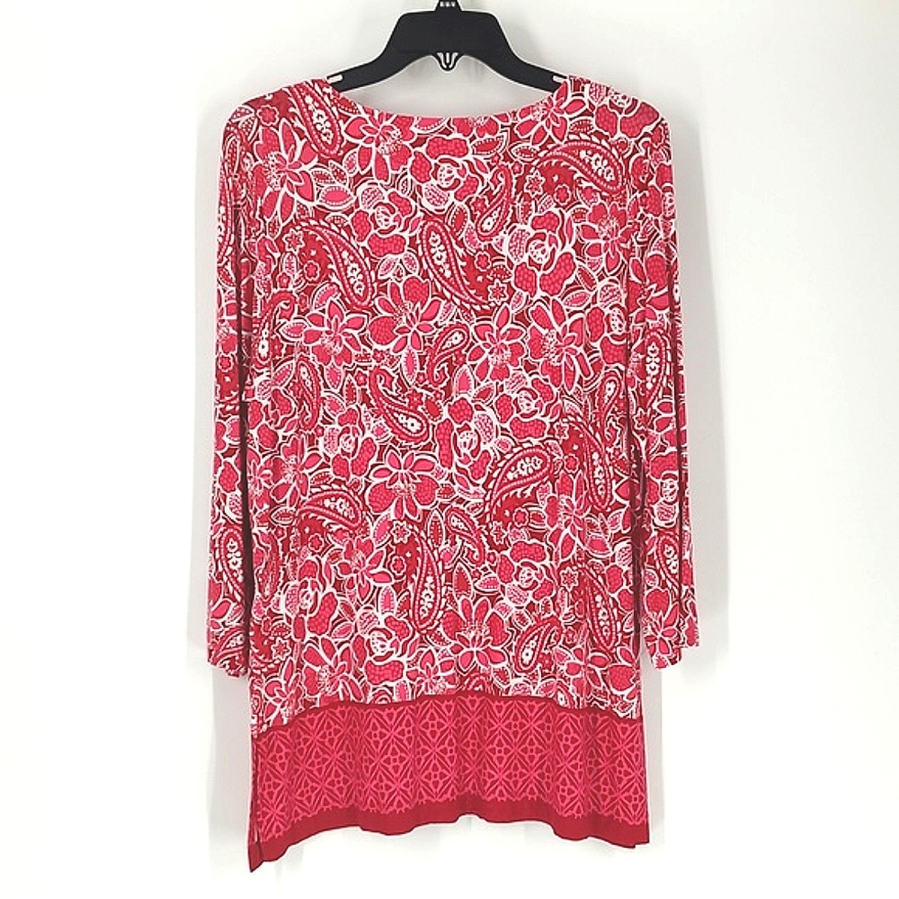 Cappagallo V - Neck Red Top - Picture 2 of 6